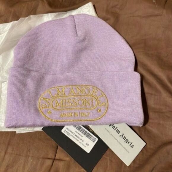 Palm Angels x Missoni embroidered Wool Beanie Lilac
